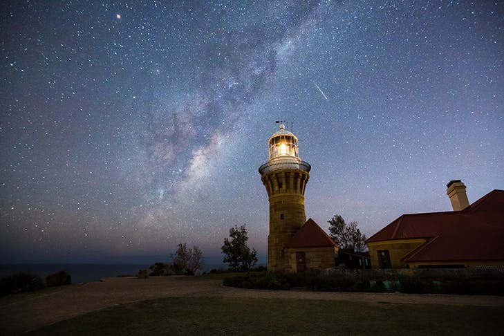 milky way over barrenjoey lighthouse